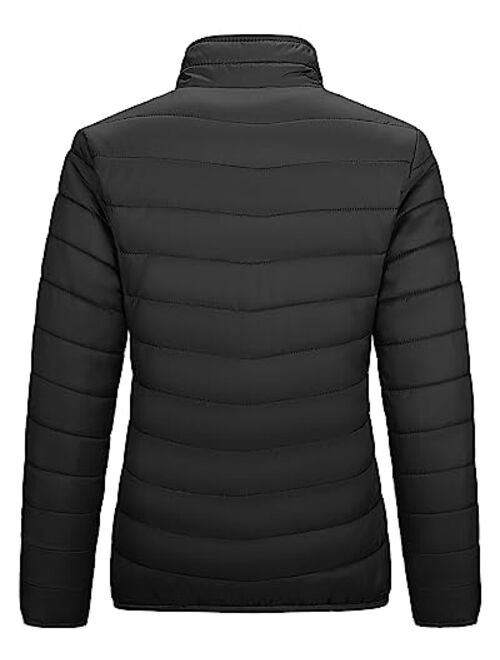 Outdoor Ventures Women's Packable Full-Zip Short Puffer Jacket Insulated Quilted Warm Lightweight Winter Coat