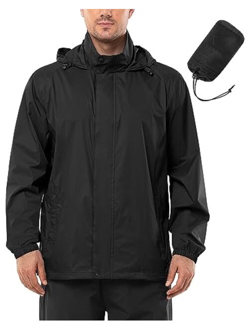 Outdoor Ventures Men's Rain Jacket Waterproof Lightweight Packable Rain Shell Raincoat with Hood for Golf Hiking Travel