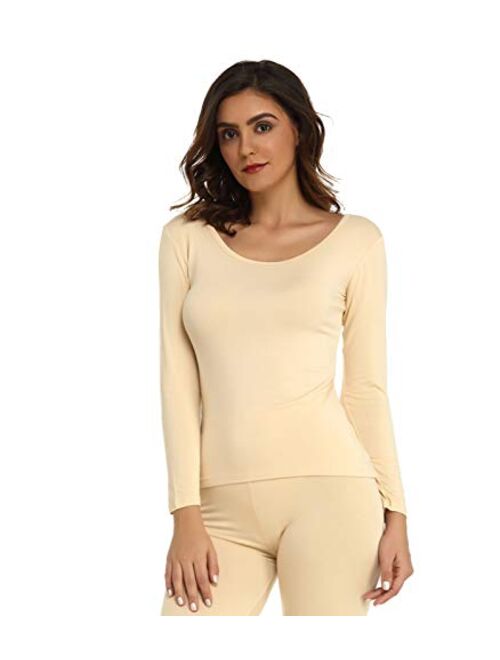 Mcilia Women's Ultrathin Modal Round Neck Long Sleeve Thermal Top/Shirt