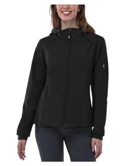 Outdoor Ventures Women's Softshell Jacket with Hood Fleece Lined Warm Lightweight Waterproof Insulated Windbreaker