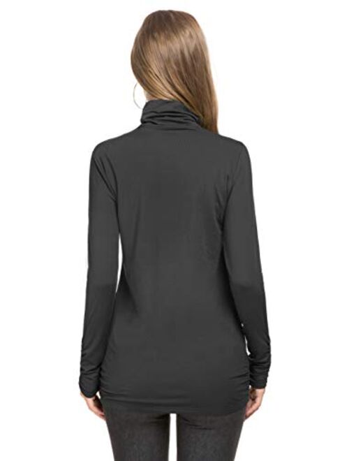 LE VONFORT Womens Mock Turtleneck Tops Long Sleeve Fleece Lined Lightweight Thermal Base Layer