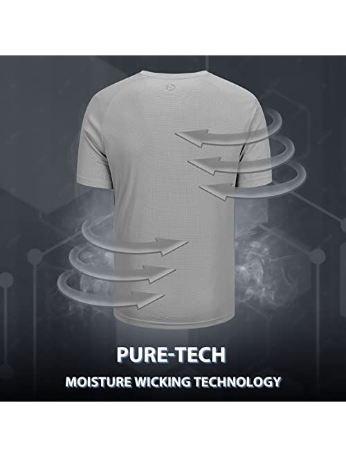 Outdoor Ventures Men's Dry Fit T Shirts, Quick Dry Athletic Gym Running Workout Short Sleeve Tee Shirts for Men