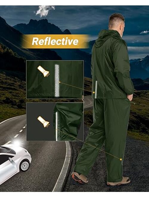 Outdoor Ventures Men's Rain Suit Waterproof Breathable Rain Gear Golf Rain Suits for Male Rain Jackets and Pants