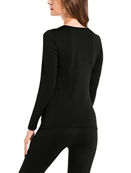 Mrignt Women's Thermal Underwear Set, Soft Polyester Fleece Lined Base Layer Long Johns Top & Bottom