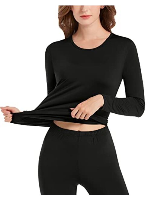 Mrignt Women's Thermal Underwear Set, Soft Polyester Fleece Lined Base Layer Long Johns Top & Bottom