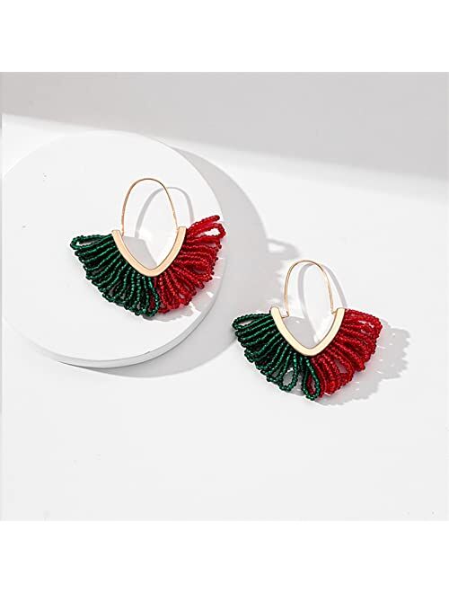 DOLLESS Chicyoho Christmas Bead Earrings for Women Girls Pearl Christmas Beads Drop Stud Earrings Xmas Gifts (Dangle, Beads, Alloy)