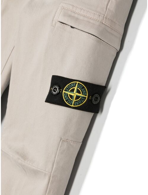 Stone Island Junior Compass-motif cotton trousers