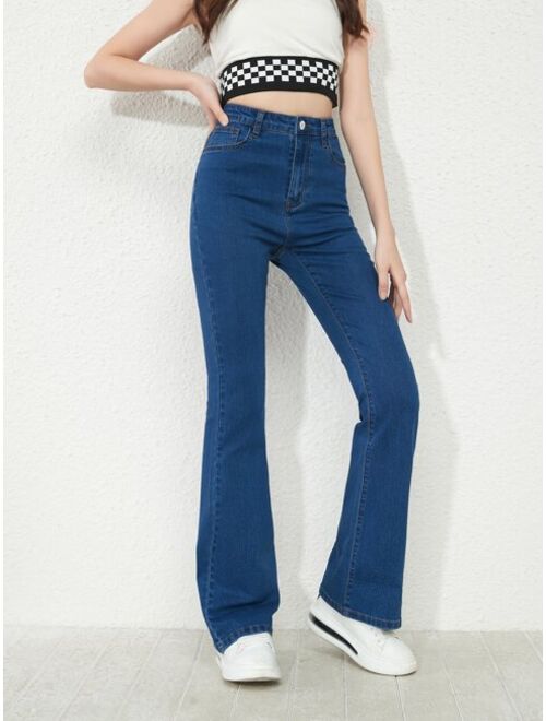 SHEIN Teen Girls Flare Leg Jeans