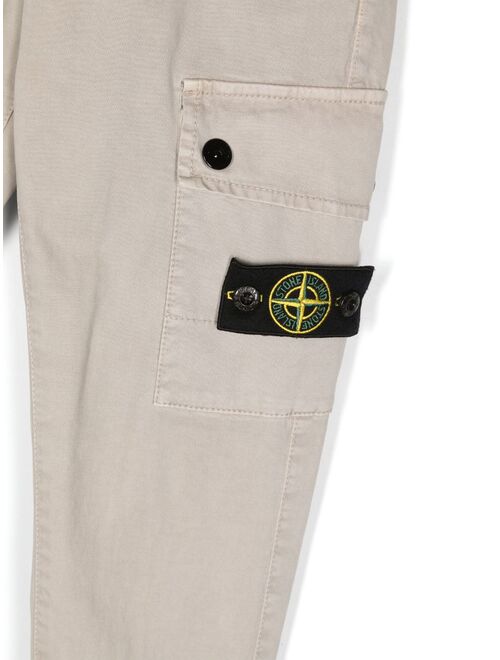 Stone Island Junior Compass-badge slim-fit cargo trousers