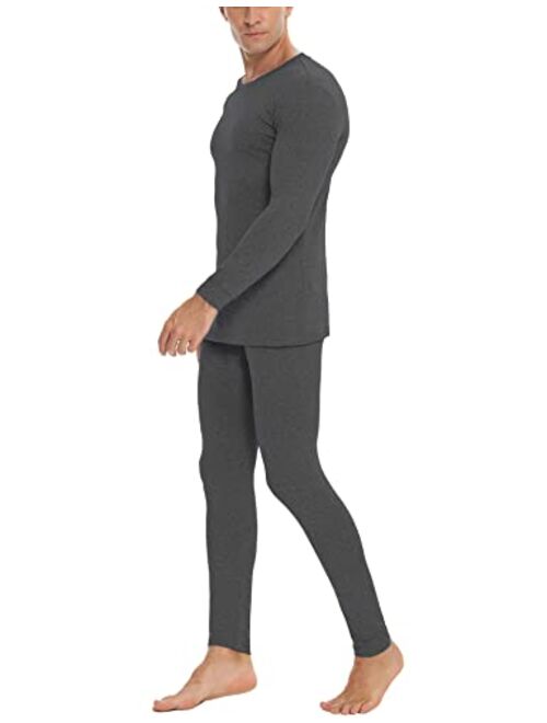 Daupanzees Men's Ultra Soft Thermal Underwear Elastic Lightweight Thin Fleece Lined Long Johns Set