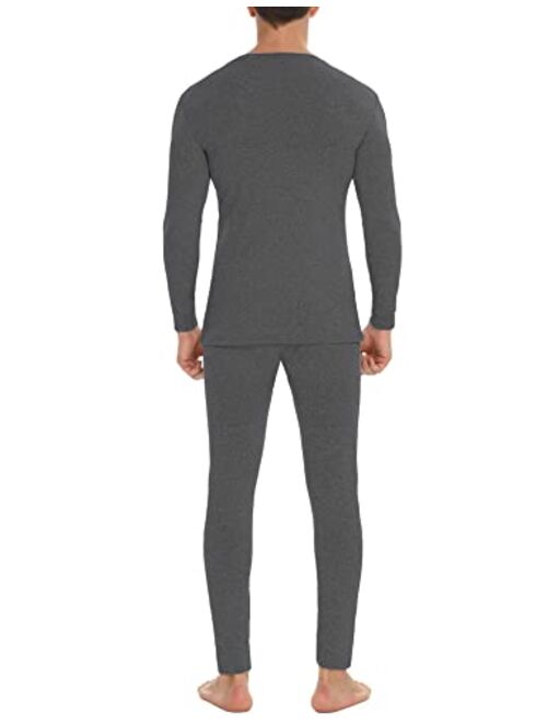 Daupanzees Men's Ultra Soft Thermal Underwear Elastic Lightweight Thin Fleece Lined Long Johns Set