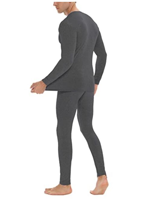 Daupanzees Men's Ultra Soft Thermal Underwear Elastic Lightweight Thin Fleece Lined Long Johns Set