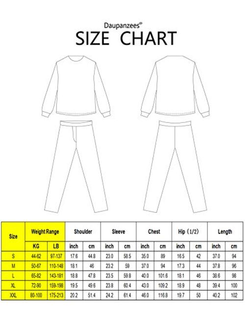 Daupanzees Men's Ultra Soft Thermal Underwear Elastic Lightweight Thin Fleece Lined Long Johns Set