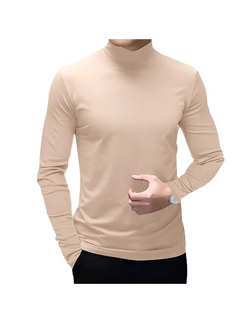 Angbater Men's Fashion Mock Turtleneck T-Shirts Long Sleeve Pullover Sweater Basic Designed Undershirt Slim Fit Top