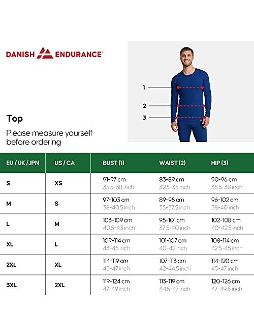 Danish Endurance Merino Wool Long Sleeve Base Layer Shirt for Men, Thermal Shirt
