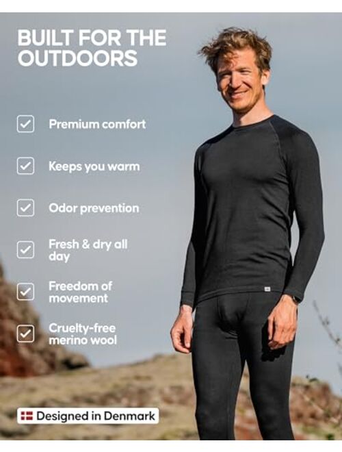 Danish Endurance Merino Wool Base Layer Pants for Men, Thermal Long Johns