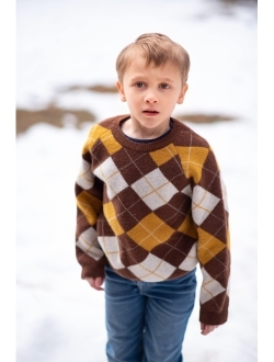 Kids Boys Long Sleeve Sweater Knit Crewneck Pullover Striped Sweater Sweatshirts