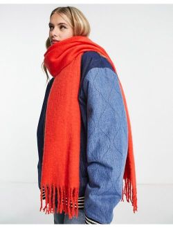 fluffy tassel scarf in bright red