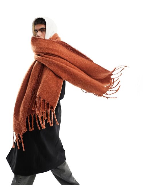 ASOS DESIGN oversized blanket scarf in tonal burnt sienna