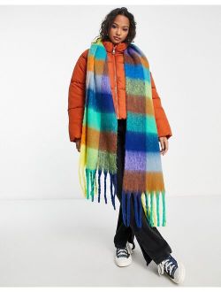 check scarf in bright colors