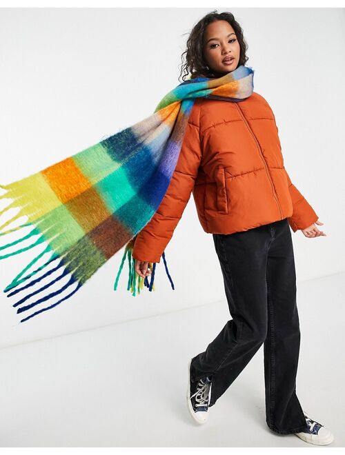 Daisy Street check scarf in bright colors