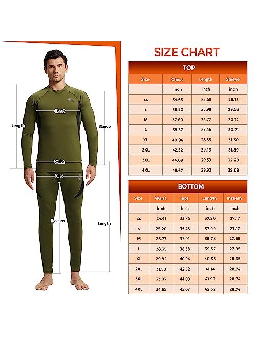 CL convallaria Mens Thermal Underwear Set with Fly, Long Johns Base Layer Winter Hunting Gear Sport Top and Bottom XS-4XL