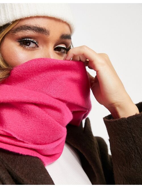 ASOS DESIGN supersoft scarf with tassels in bright pink