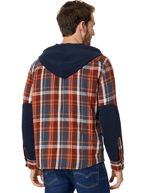 L.L.Bean Signature Heritage Textured Flannel Plaid Hooded Shirt