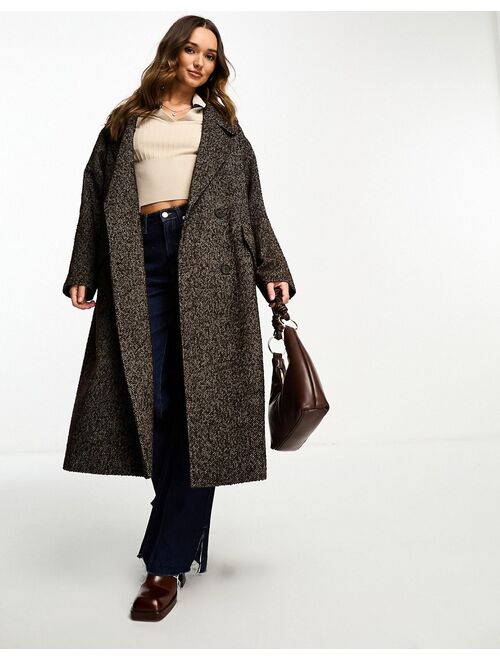 ASOS DESIGN oversized chuck on coat in brown herringbone