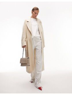 brushed chuck-on coat with patch pockets in off-white