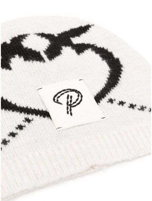 Pinko Kids intarsia-knit logo beanie