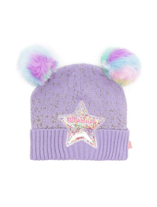 Billieblush pompom-detail metallic-threading beanie