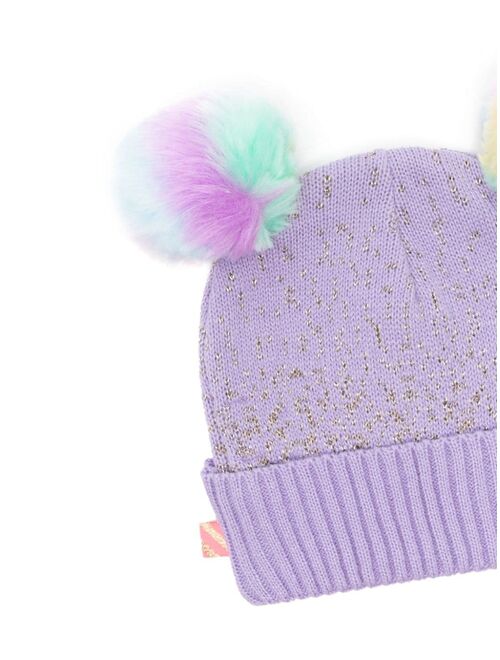 Billieblush pompom-detail metallic-threading beanie