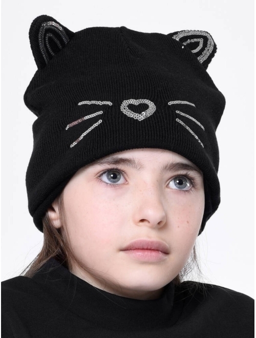 Karl Lagerfeld Kids cat-ear sequin beanie
