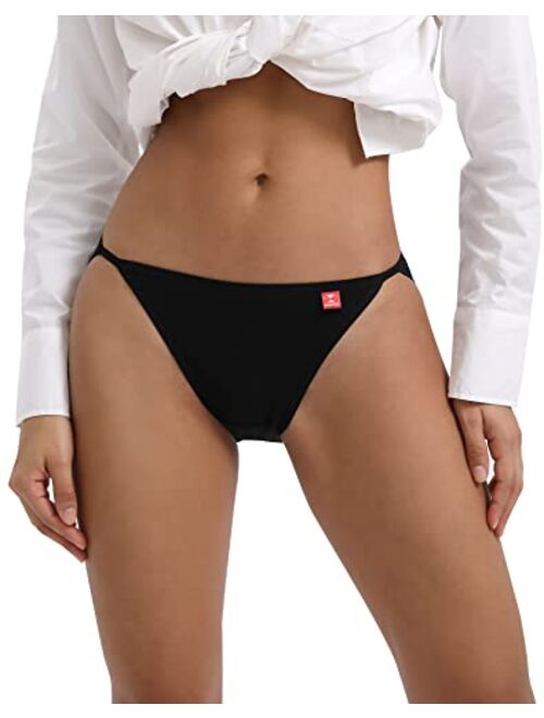 INNERSY Women's High Cut String Bikini Panties Stretchy Sexy Cotton Underwear 6-Pack
