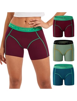 Women's 4" Inseam Boxers Briefs Cotton Boyshorts Underwear Ladies Panties 3-Pack