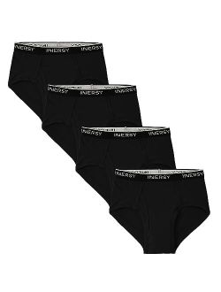 Men's Cotton Underwear Classic Full Rise Briefs Open Fly Underwear 4-Pack