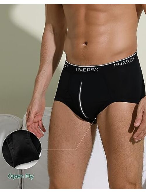 INNERSY Men's Cotton Underwear Classic Full Rise Briefs Open Fly Underwear 4-Pack
