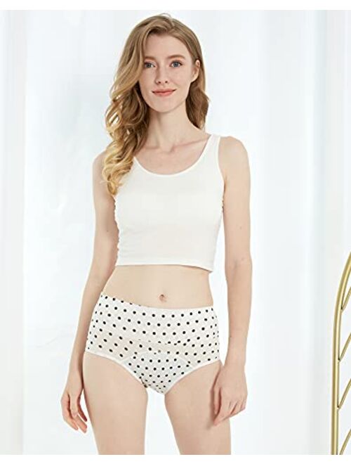 INNERSY Womens High Waisted Period Underwear Menstrual Leakproof Cotton Panties 3 Pack