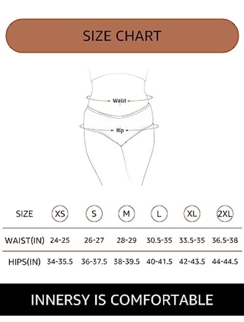 INNERSY Womens Cotton Underwear Ladies Mid-low Waisted Hipster Panties Briefs 6 Pack
