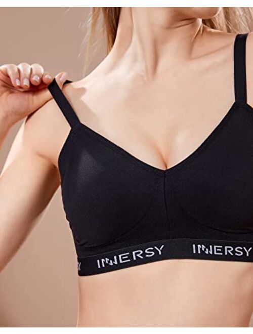 INNERSY Womens Wireless Comfortable Everyday Bras Padded Support 2-Pack