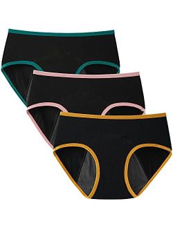 Teen Girls Period Underwear Cotton Leakproof Menstrual Panties 3 Pack