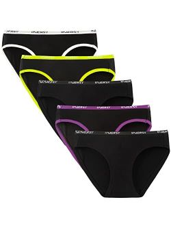 Girls Cotton Bikini Underwear for Teens Soft Stretchy Hipster Panties 5 Pack