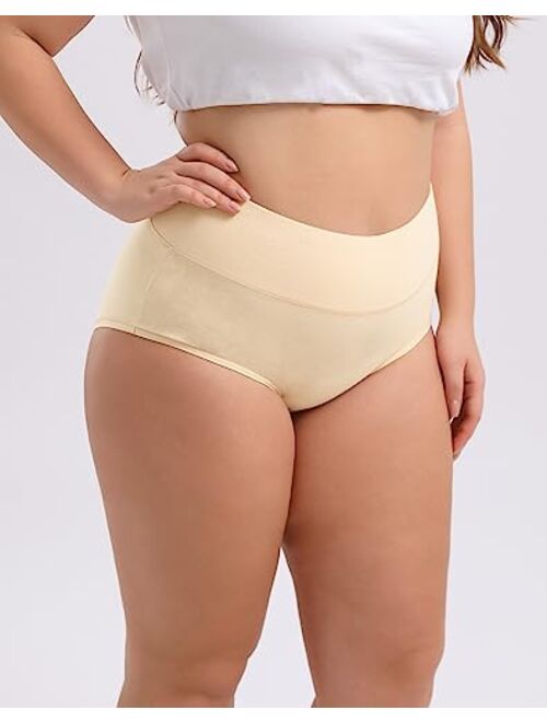 INNERSY Women's Plus Size XL-5XL Cotton Underwear High Waisted Briefs Panties 4-Pack