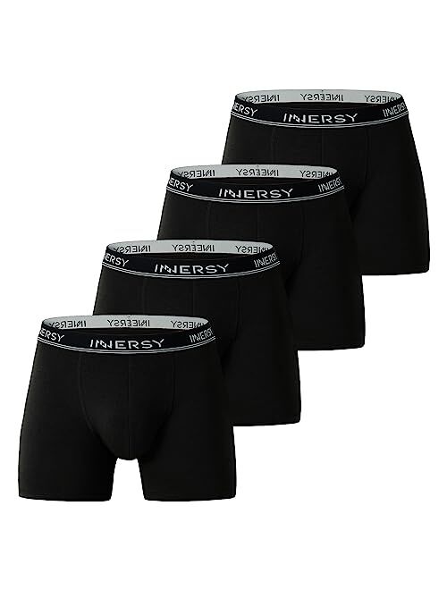 INNERSY Men's Breathable Boxers Briefs Support Pouch Stretchy Workout Underwear 4-Pack