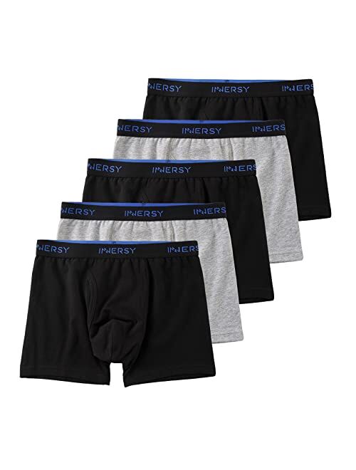 INNERSY Boys Underwear Stretchy Cotton Soft Boxer Briefs for 6-18 Teen Boys 5 Pack