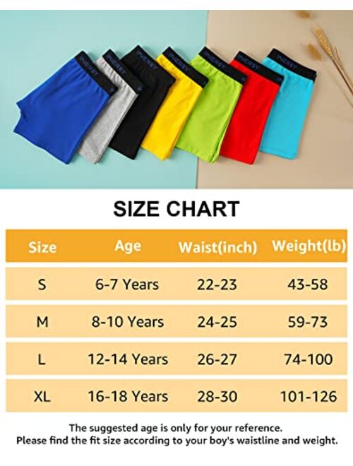 INNERSY Boys Underwear Stretchy Cotton Soft Boxer Briefs for 6-18 Teen Boys 5 Pack