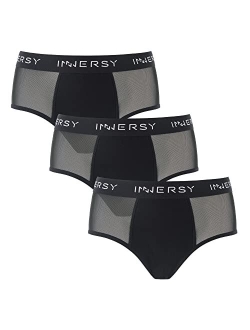 Women's Airy Mesh Period Underwear Sporty Menstrual Hipster Panties 3-Pack