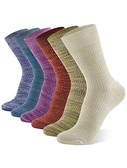 INNERSY Womens Socks Cotton Athletic Breathable Soft Calf Socks for Women 6 Pairs