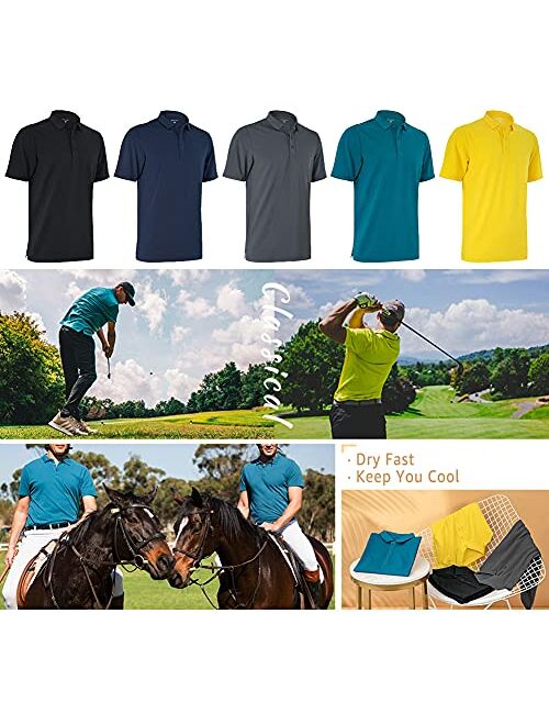 INNERSY Men's Polyester Golf Polo Shirt Moisture Wicking Short Sleeve Shirt